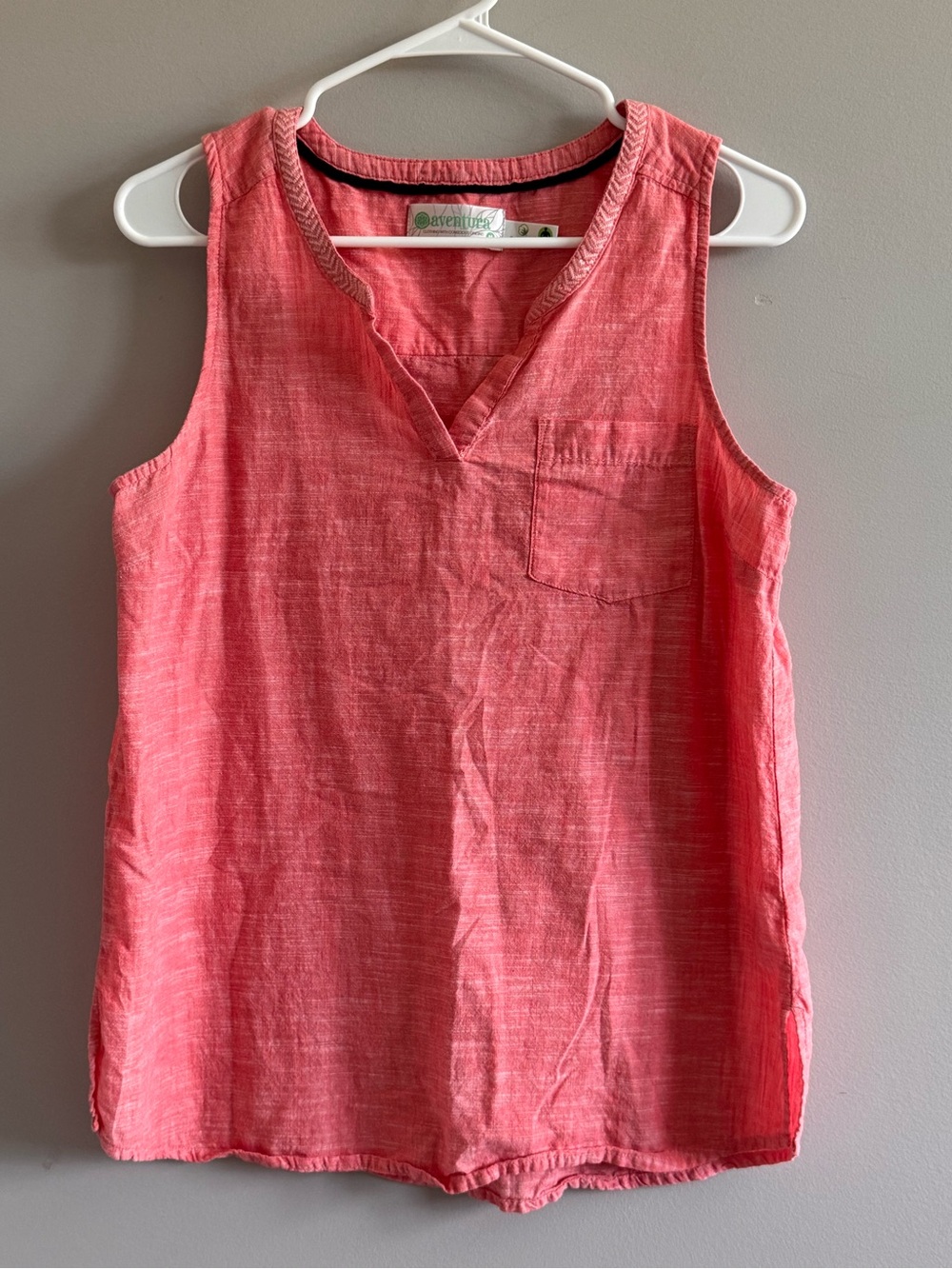 Aventura Organic Cotton Coral Sleeveless Tank Top Women's M